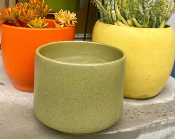 Gainey Ceramics C-12 Speckled Green Planter - Vintage MCM Pot with No Drill Holes