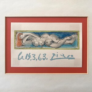 Picasso “Petit Nu Couché" Archival Framed Lithograph on Paper by Pablo Picasso 1964 Stone Signed Framed Limited Edition