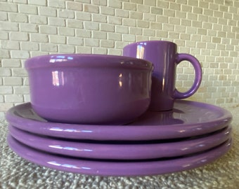 Waechtersbach Solid Colors - Assortment of Coupe Dinner Plates ,  Soup / Cereal Bowls and Coffee Mug  in Purple