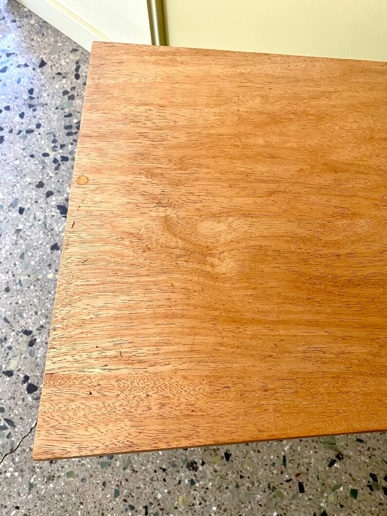 MCM Side Table Rare Black Iron and White Teak Side Table 3 Etsy