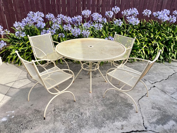 expanded metal table and chairs