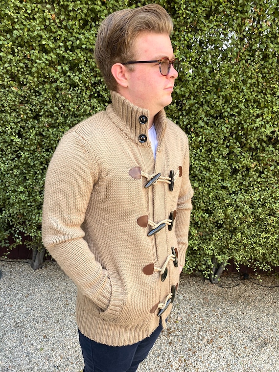Burberry Mens Wool Duffle Cardigan in Taupe / Camel - Etsy Australia