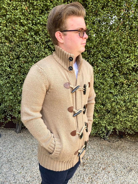 Burberry Mens Wool Duffle Cardigan in Taupe / Camel - Etsy Australia