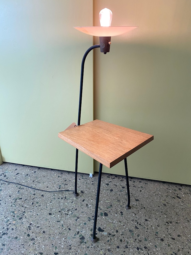 MCM Side Table Rare Black Iron and White Teak Side Table 3 Etsy