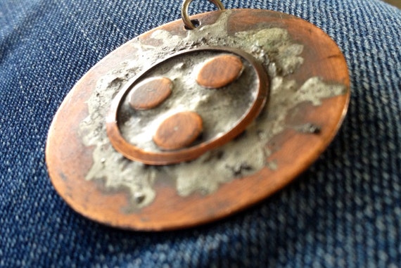 Modernist Pendant Necklace - Mixed Metal Mid Cent… - image 3