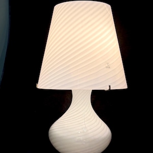 Vetri Murano Art Glass Lamp - Large Hand Blown Swirled Glass Lamp and Shade Italy