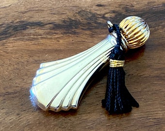 Sterling Silver Perfume Bottle with Vermeil Top Dauber and Tassel by Towle Silversmiths Art Deco