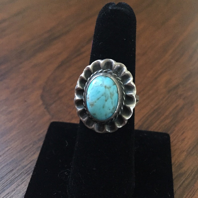 Turquoise and Sterling Silver Boho Hippie 70's Ring - Etsy
