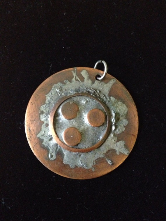 Modernist Pendant Necklace - Mixed Metal Mid Cent… - image 1