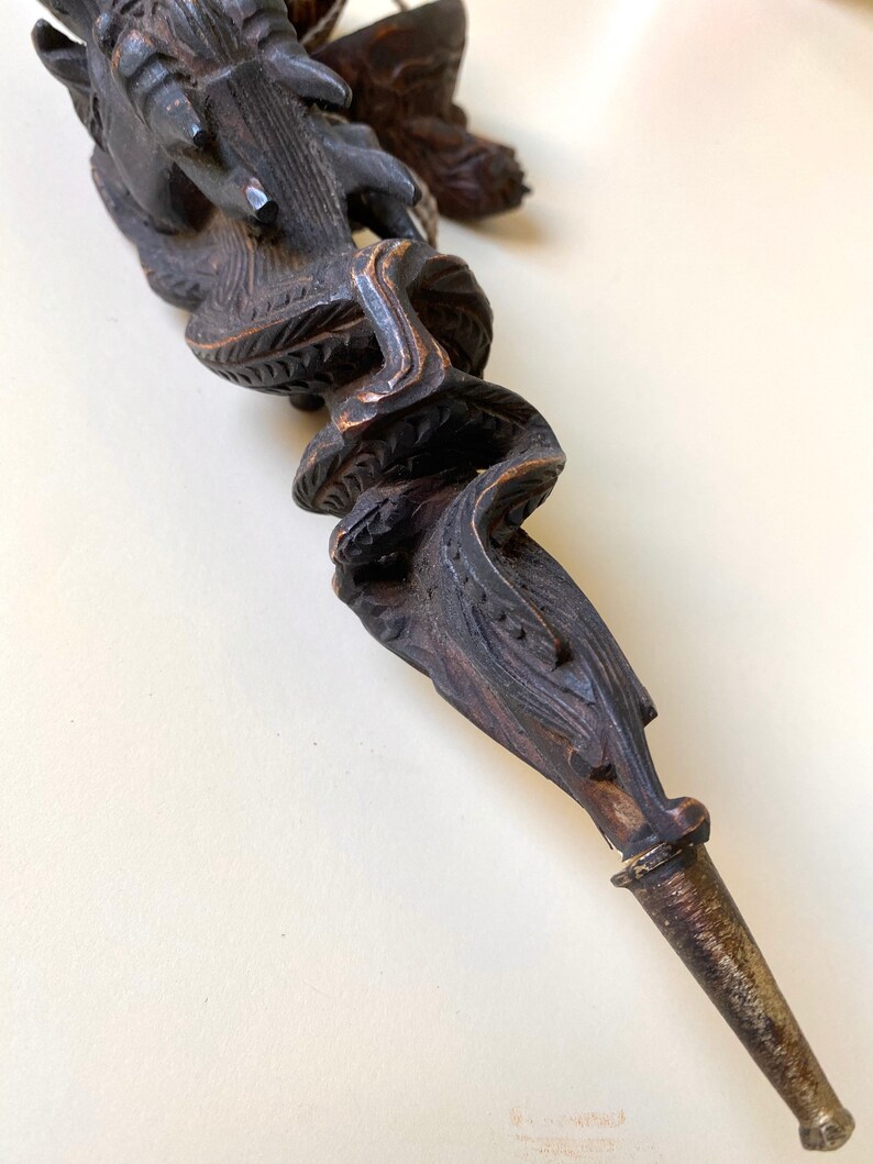 Hand Carved Pipe Vintage Wood Carved Dragon Pipe With Snuff Etsy UK