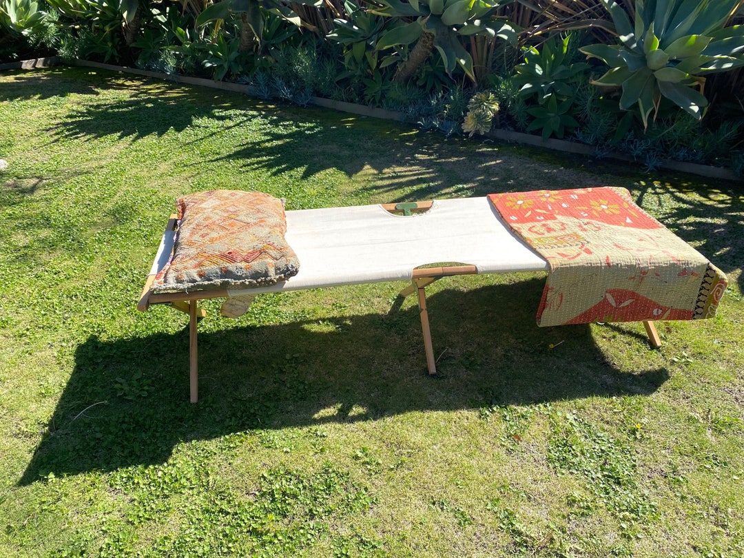 U. S. Military Cot Vintage US Military Wood Frame Folding Cot