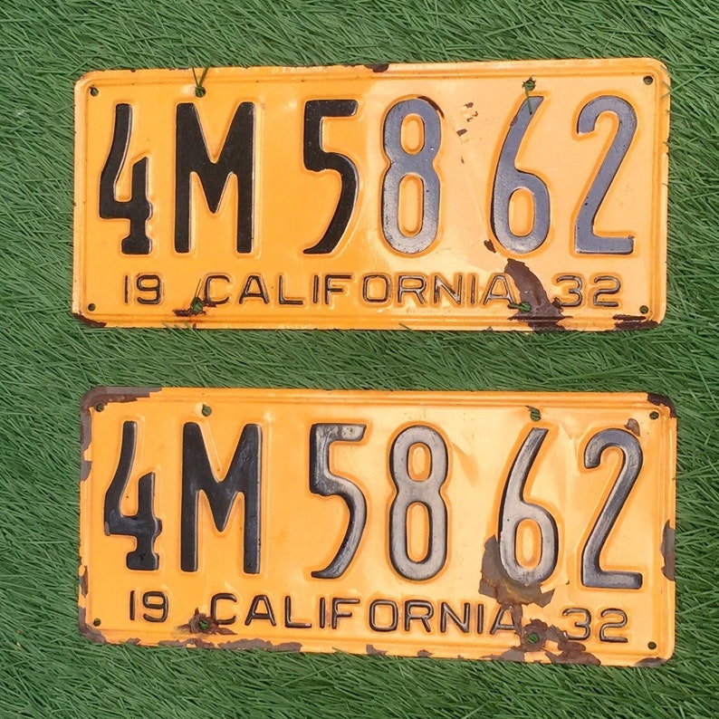 Find License Plate Number By Name >> California License Plates Vintage Orange And Black Antique Pair Of 1932 Find License Plate Number By Name >> California License Plates Vintage Orange And Black Antique Pair Of 1932