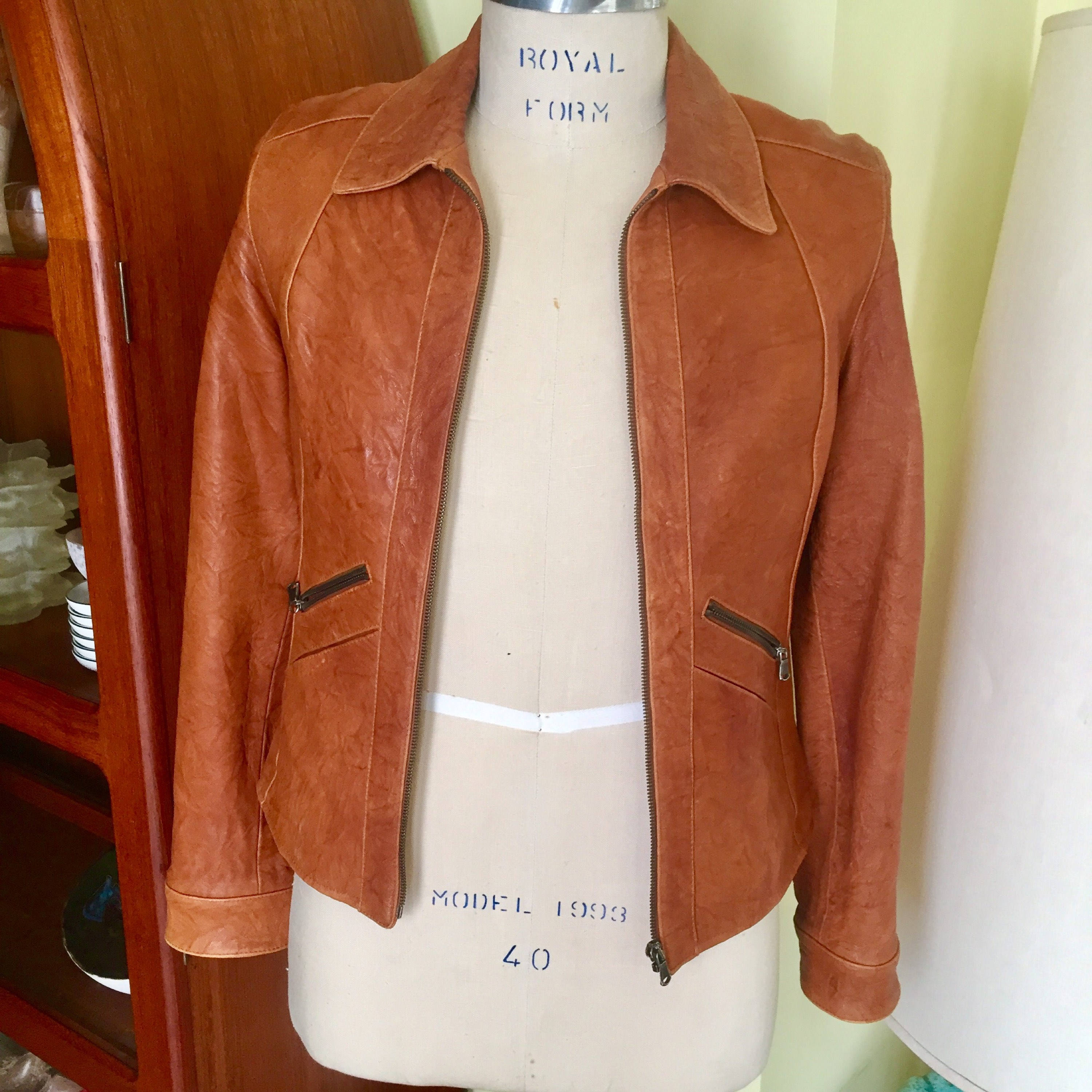 Peruzzi Italy Jacket Vintage Womens Leather Short Waist - Etsy
