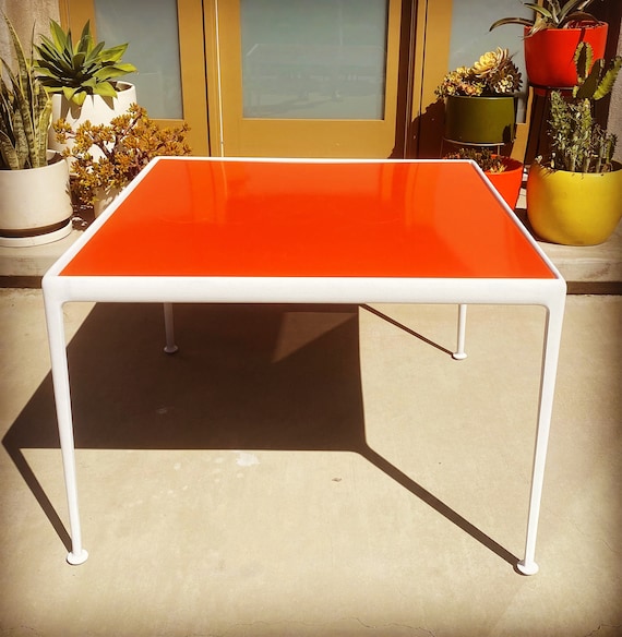 Richard Schultz Table Vintage White With Orange Top Richard Etsy