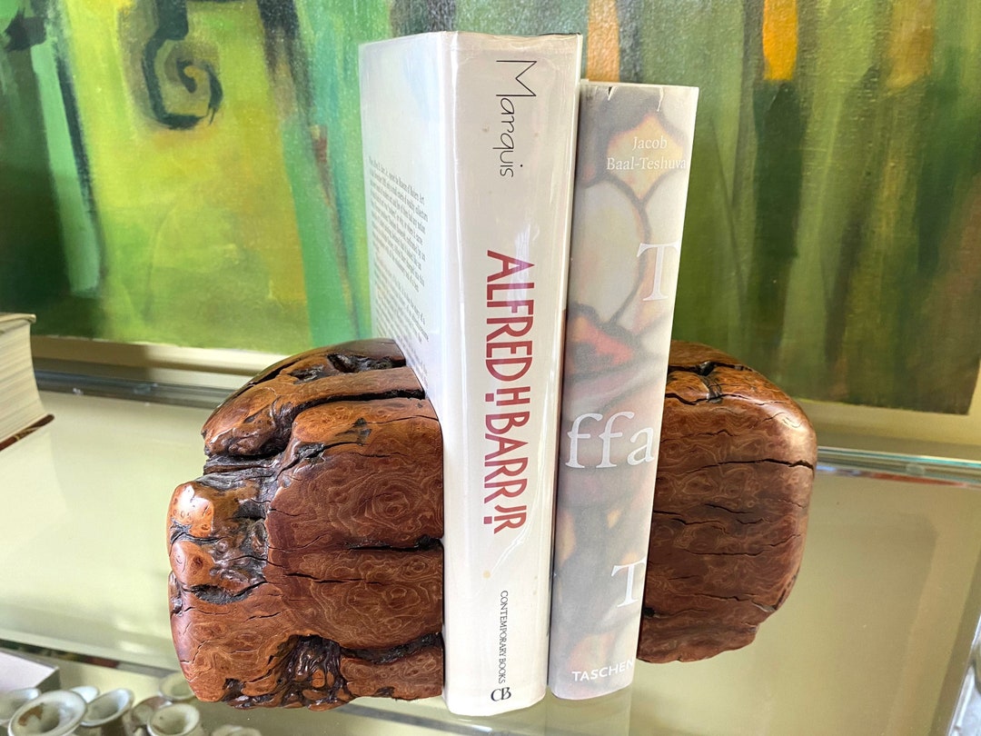 Manzanita Wood Bookends STUNNING Vintage Hand Carved and Polished Manzanita Burl Wood Book End