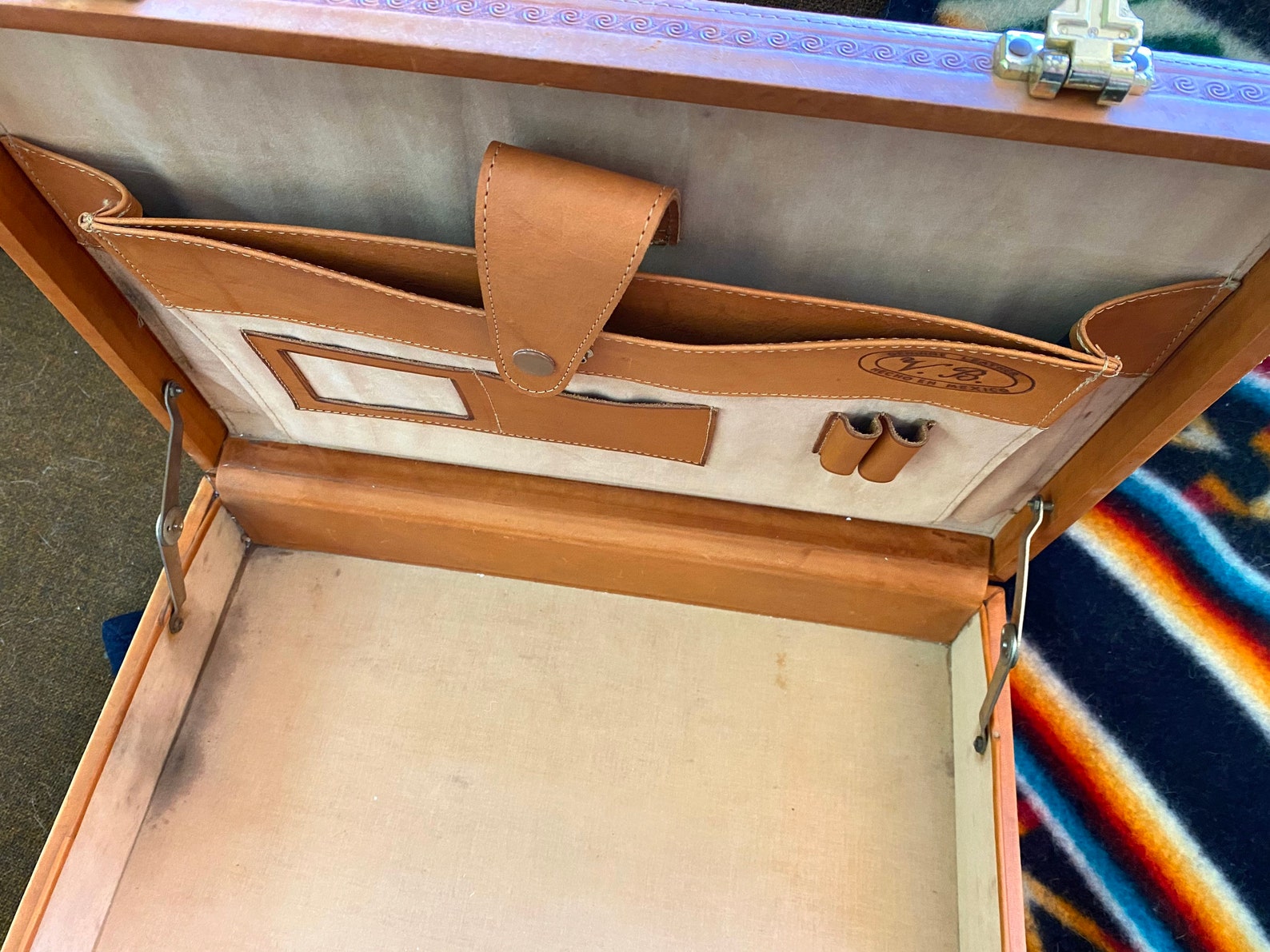 Tooled Leather Briefcase Vintage Tooled Leather Briefcase Etsy