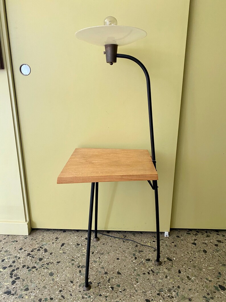 MCM Side Table Rare Black Iron and White Teak Side Table 3 Etsy