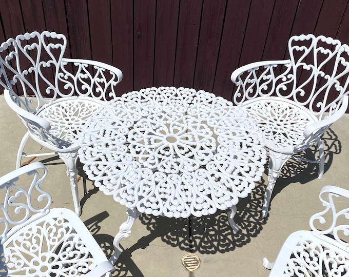 Victorian Cast Iron Outdoor Conversation Set STUNNING Table 4 Chairs Etsy