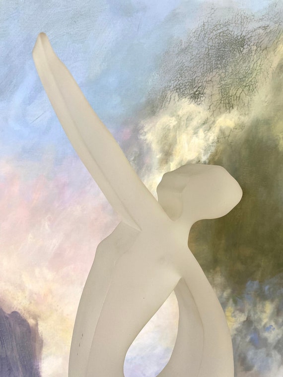 Lucite Dancer Sculpture - Vintage Frosted Lucite Dancing Lucite Dancer Sculpture - Vintage Frosted Lucite Dancing