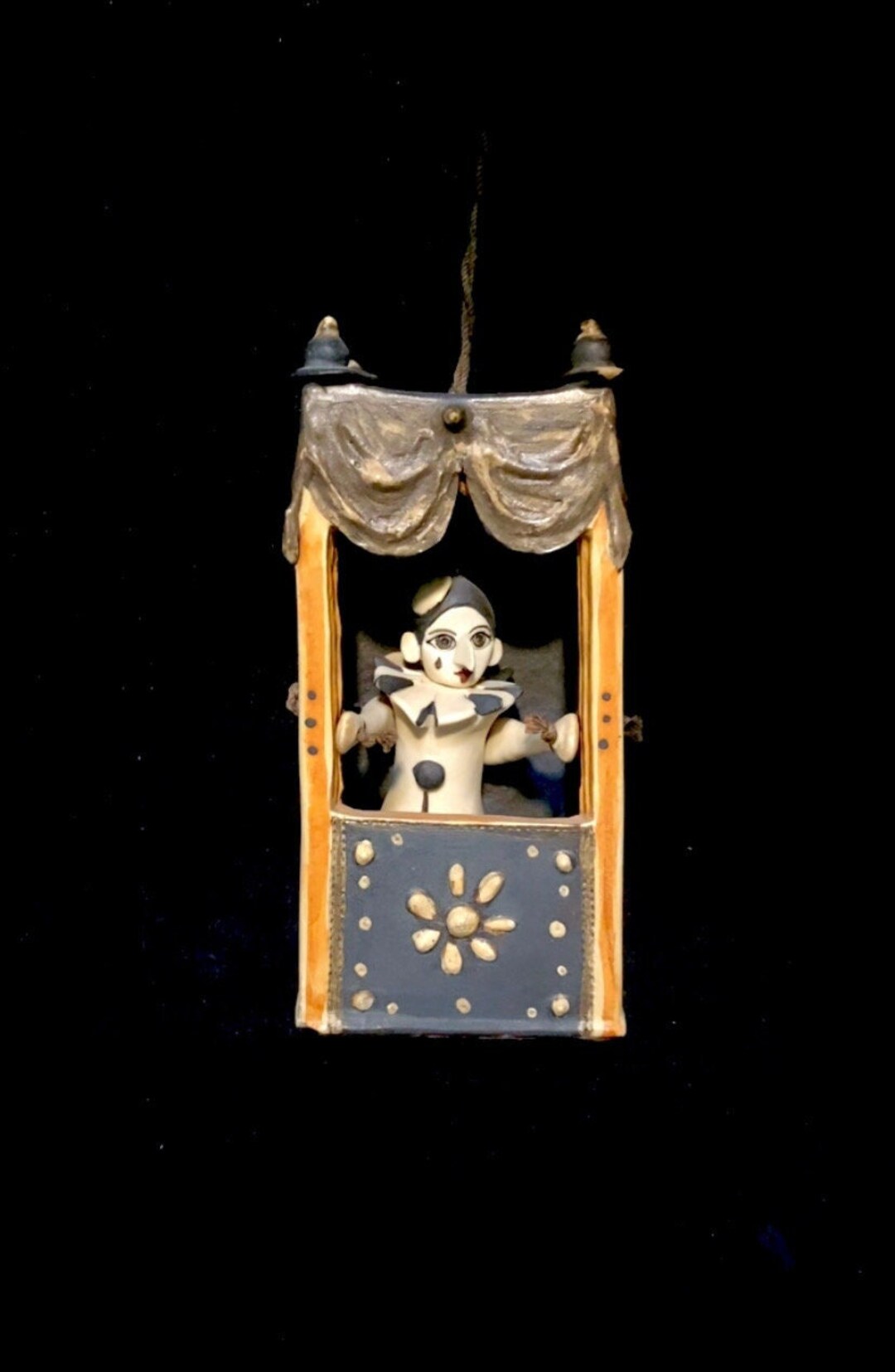 I Pupi Figure Rare Puppet Theatre With Articulating Harlequin Puppet on