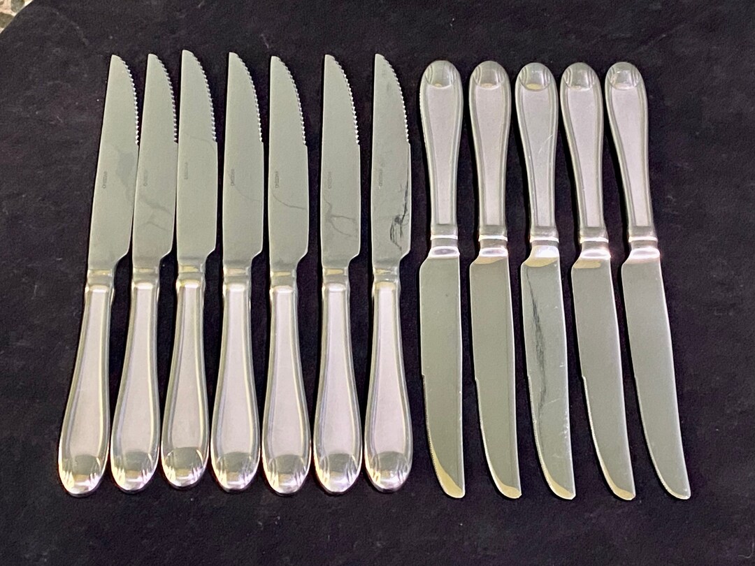 Oneida Satin Set of 7 Steak Knives and 5 Dinner Knives Etsy