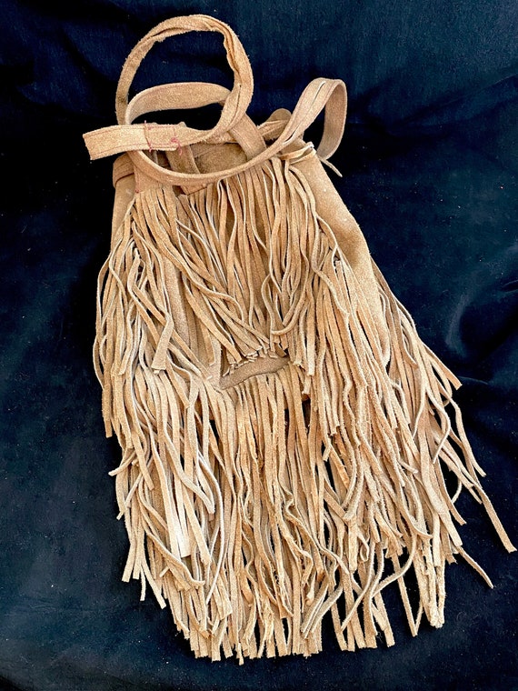 Suede Fringe Purse - Vintage 1970's Groovy Fringe… - image 2