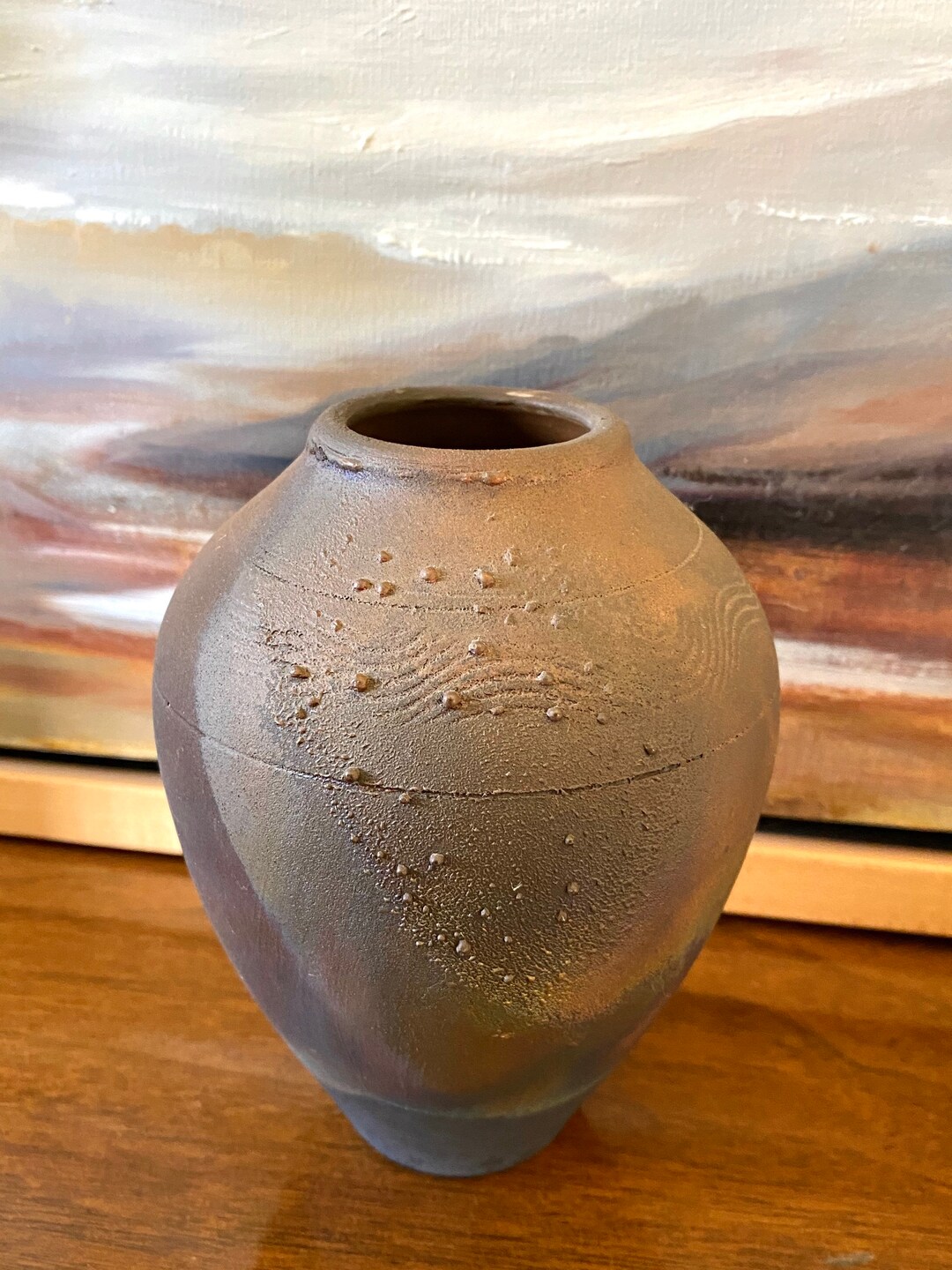 Norman Bacon Raku Pottery Vase Signed Etsy