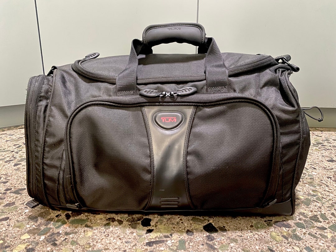 TUMI ナイロンバッグ Tumi Nylon Tote Tan Leather Trim Travel Bag 19Wx13Hx6