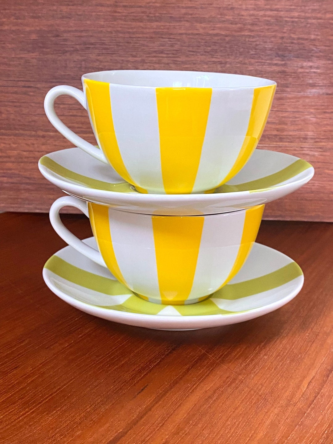 Jonathan Adler Coffee Cups Pair of Jonathan Adler Happy Home Stripes