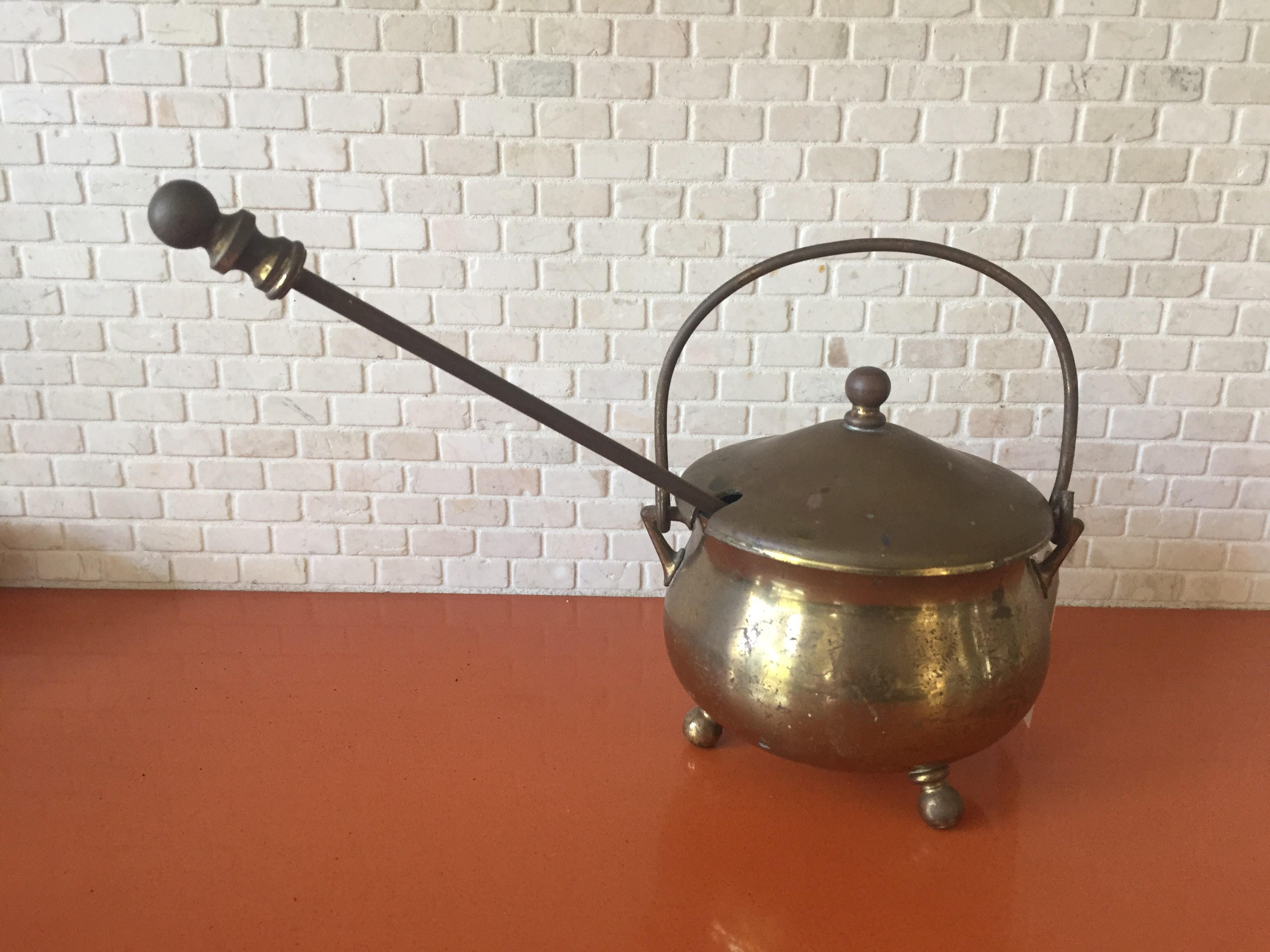 Vintage Brass Smudge Pot Fire Starter W Wand Etsy