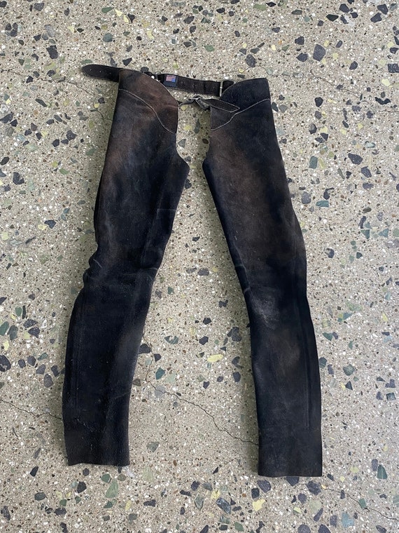 Whitman USA Chaps - Vintage Worn Faded Black Suede