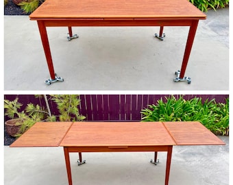 Danish Modern Dining Table - A.M. Ansager Mobler Teak Draw Leaf Dining Table