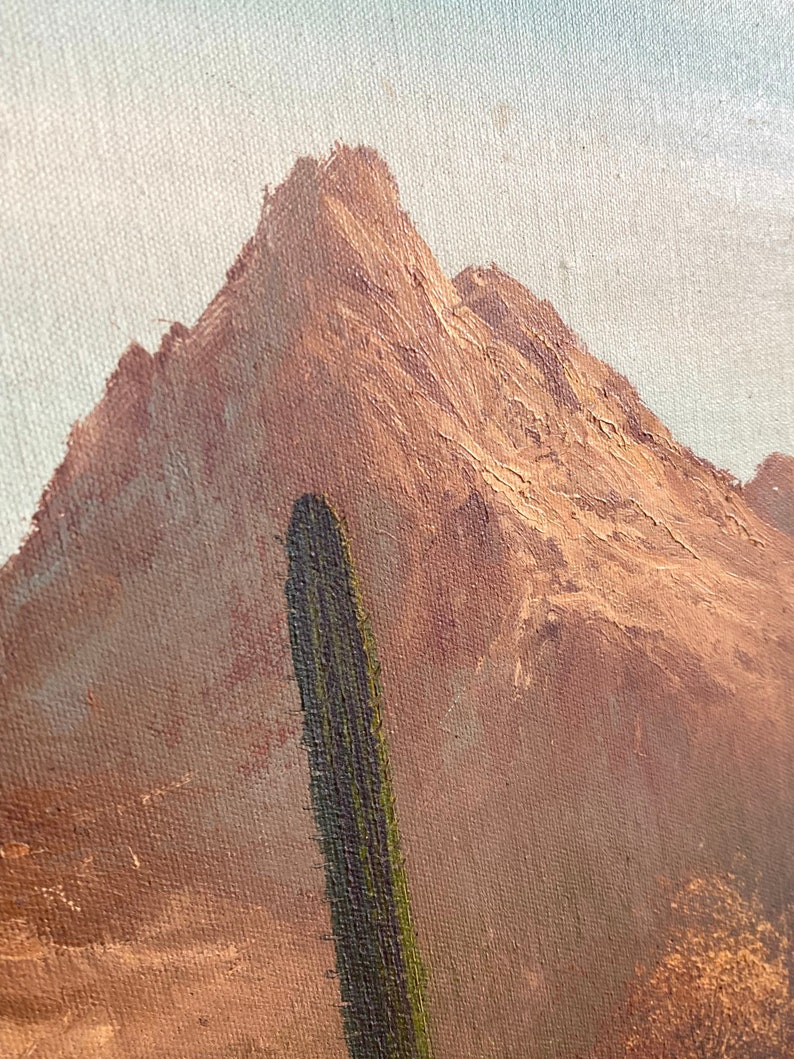 Desert Landscape Painting Vintage Large Desert Landscape Oil Etsy