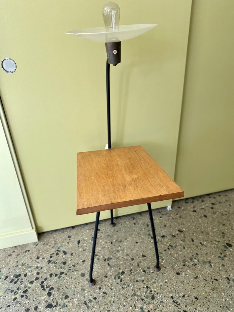 MCM Side Table Rare Black Iron and White Teak Side Table 3 Etsy