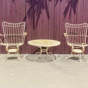 Homecrest Outdoor Furniture - Pair #36 Carousel Swivel Rocking Chairs and Round Coffee Table Conversation Set