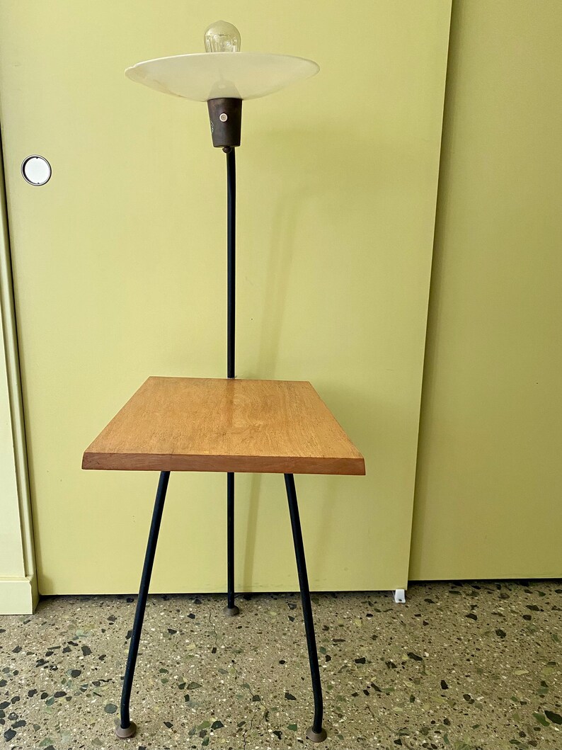 MCM Side Table Rare Black Iron and White Teak Side Table 3 Etsy