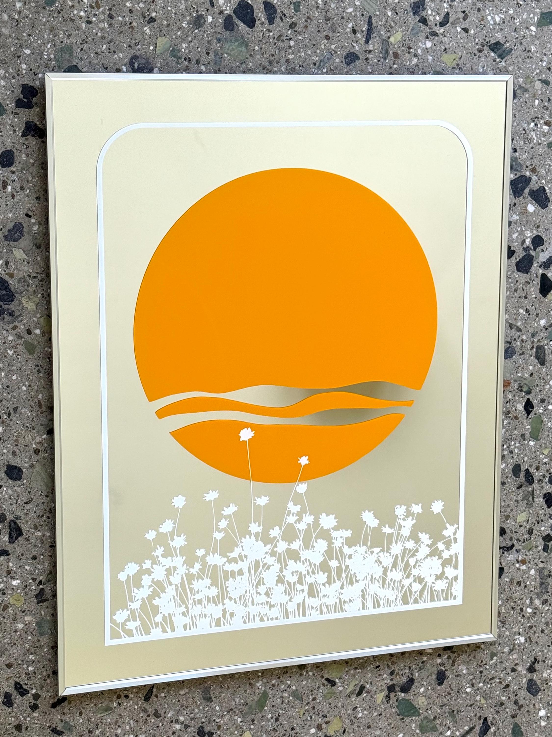 Jim Roslof Sun Graphic Mirror "Shine On Harvest Moon" c. 1970's Groovy!