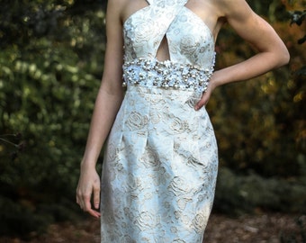 Short Wedding or Evening Dress, Mini bridal dress, Bachelorette Cocktail Party Gown
