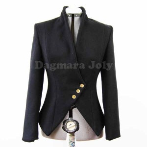 Woman Asymmetrical black jacket, fitted black jacket, minimalist ladies jacket, asymmetric jacket, ladies clothes, ladies jacket WOOL