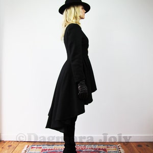 Women long coat wool coat black maxi coat asymmetrical | Etsy