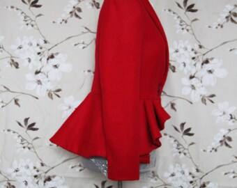 Woman Red Peplum Jacket Ladies Tuxedo Jacket Office Wear