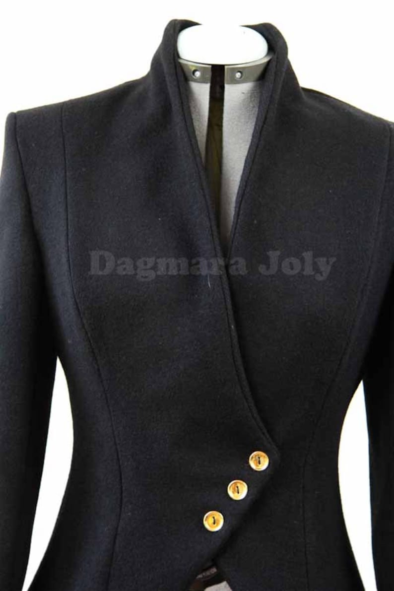 Woman Asymmetrical black jacket, fitted black jacket, minimalist ladies jacket, asymmetric jacket, ladies clothes, ladies jacket image 4