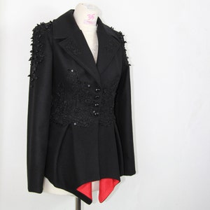 Woman peplum black jacket, ladies black jacket, peplum jacket, women clothes, womens wear, asymmetrical jacket evening wear image 3