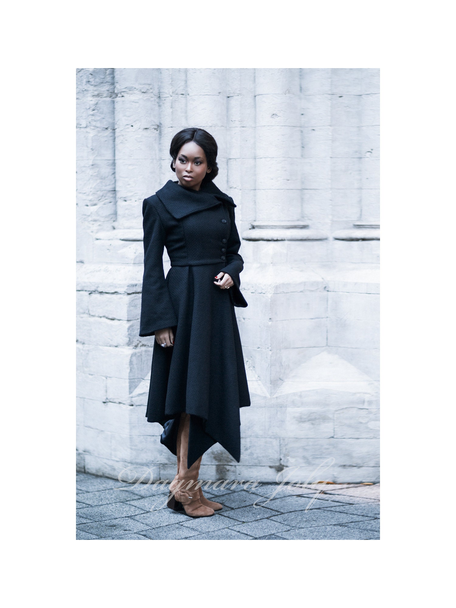 high low wool coat