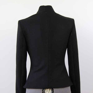 Woman Asymmetrical black jacket, fitted black jacket, minimalist ladies jacket, asymmetric jacket, ladies clothes, ladies jacket image 5