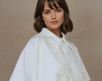 Crêpe Bridal Cape: Modern Wedding Dress Topper, Elegant wedding cover-up