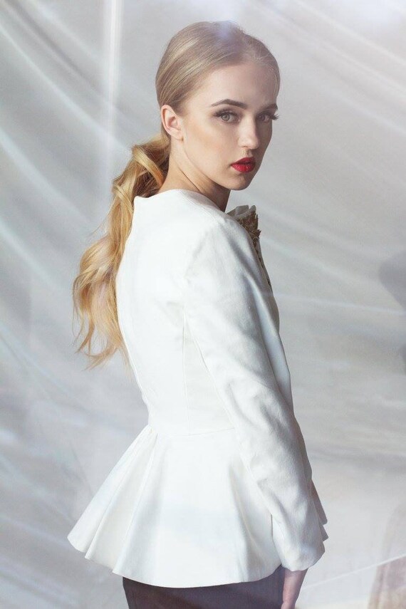 white peplum jacket
