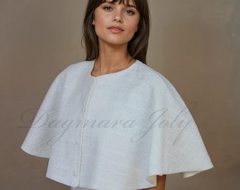 Bridal Cape: Modern Wedding Dress Topper, Elegant wedding cover-up
