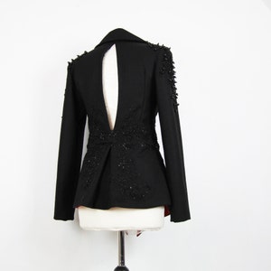 Woman peplum black jacket, ladies black jacket, peplum jacket, women clothes, womens wear, asymmetrical jacket evening wear image 8