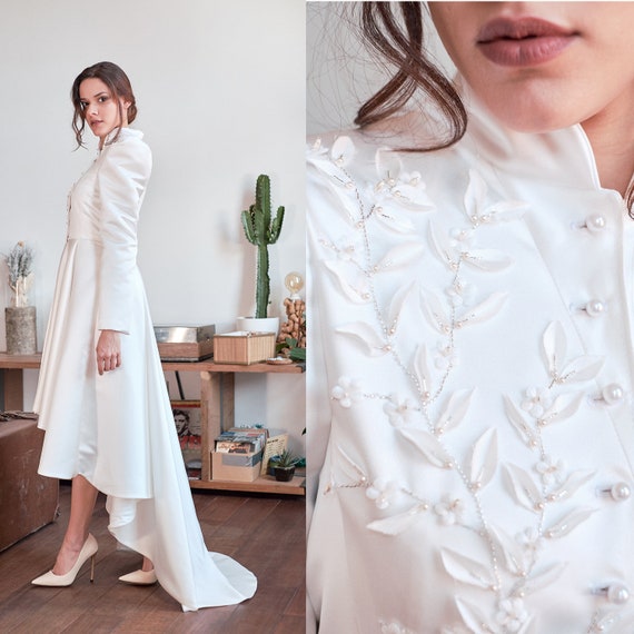 white long jacket dress